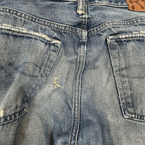 Ralph Lauren RRL Medium Wash Blue Distressed Denim Skinny Jeans Men's Size 30x32 - Picture 8 of 8